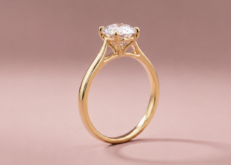 SAMA Asha round solitaire engagement ring, an example of a fully composed diamond design
