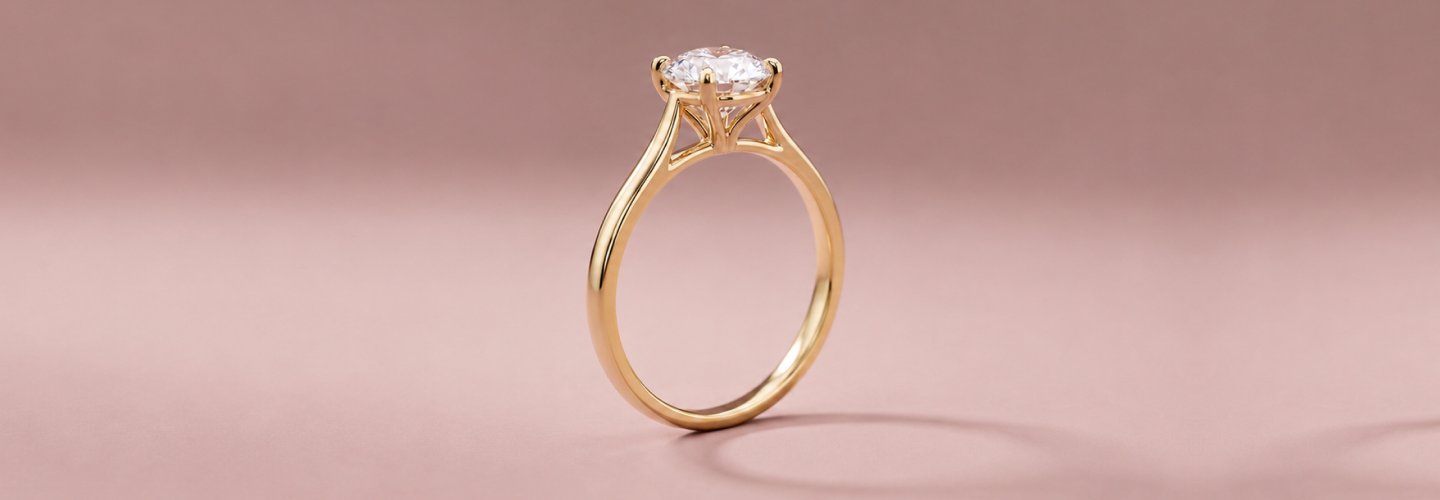 SAMA Asha round solitaire engagement ring, an example of a fully composed diamond design