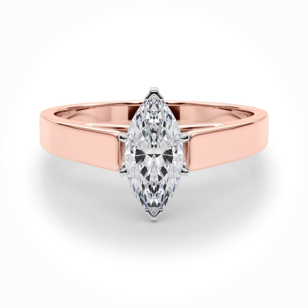 Marquise-shaped diamond ring featuring an elongated, contemporary silhouette