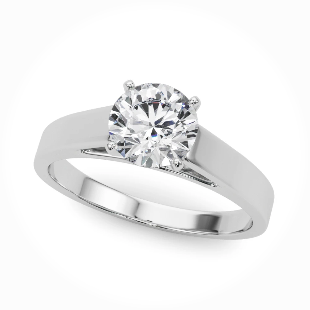Round-cut diamond ring with a streamlined band for modern daily wear