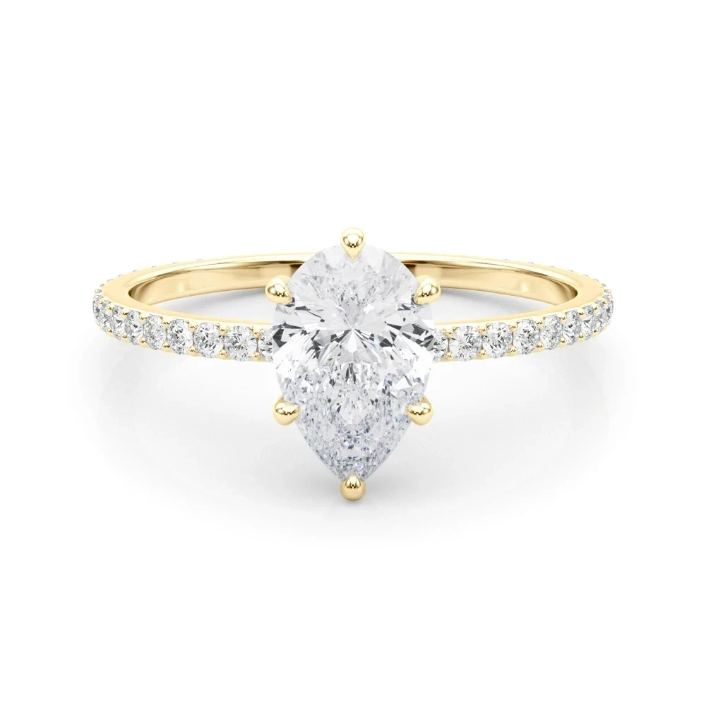 SAMA Talitha pear-shaped diamond engagement ring in yellow gold representing natural diamond option
