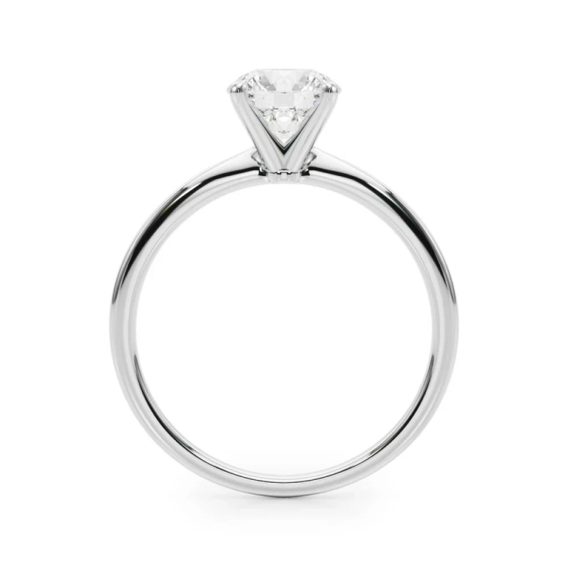 Aanya white gold engagement ring with thin band emphasizing center diamond size