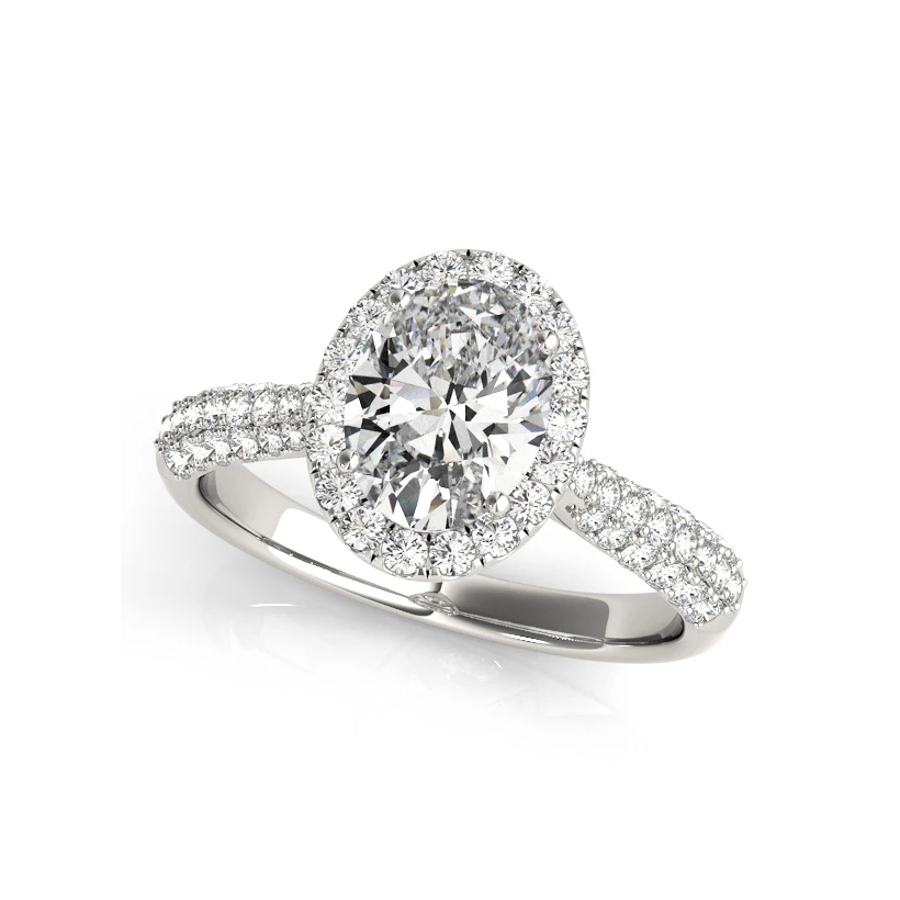 Naila oval-cut halo engagement ring in white gold