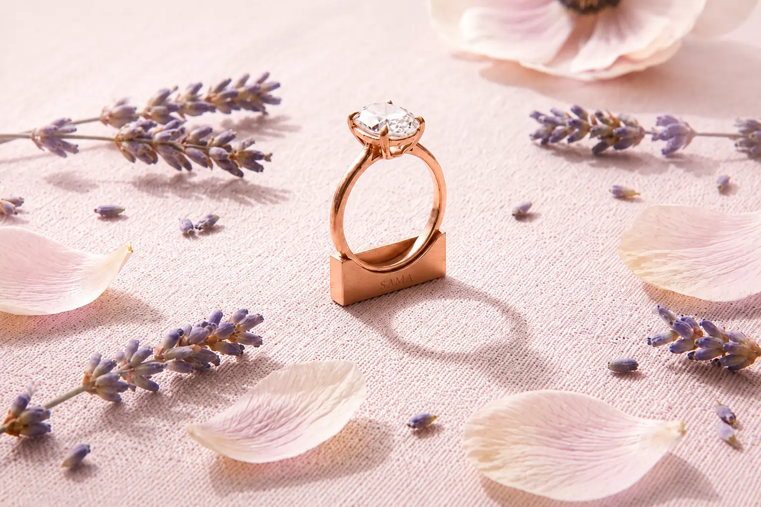 Bespoke diamond jewelry — custom engagement rings and diamond settings in white gold with natural and lab grown diamonds