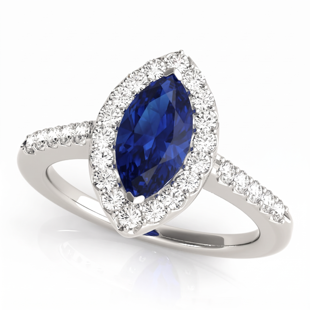 Romola marquise halo engagement ring, available as a SAMA Ring Builder starting point