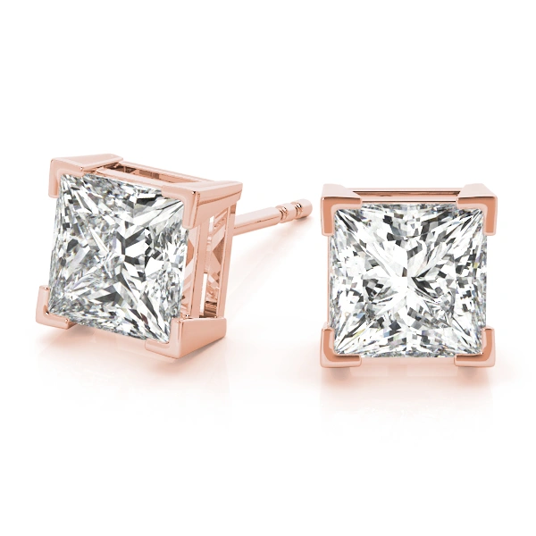 Zara - Princess Diamond Stud Earrings