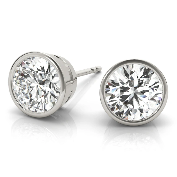 Noor - Bezel Diamond Stud Earrings