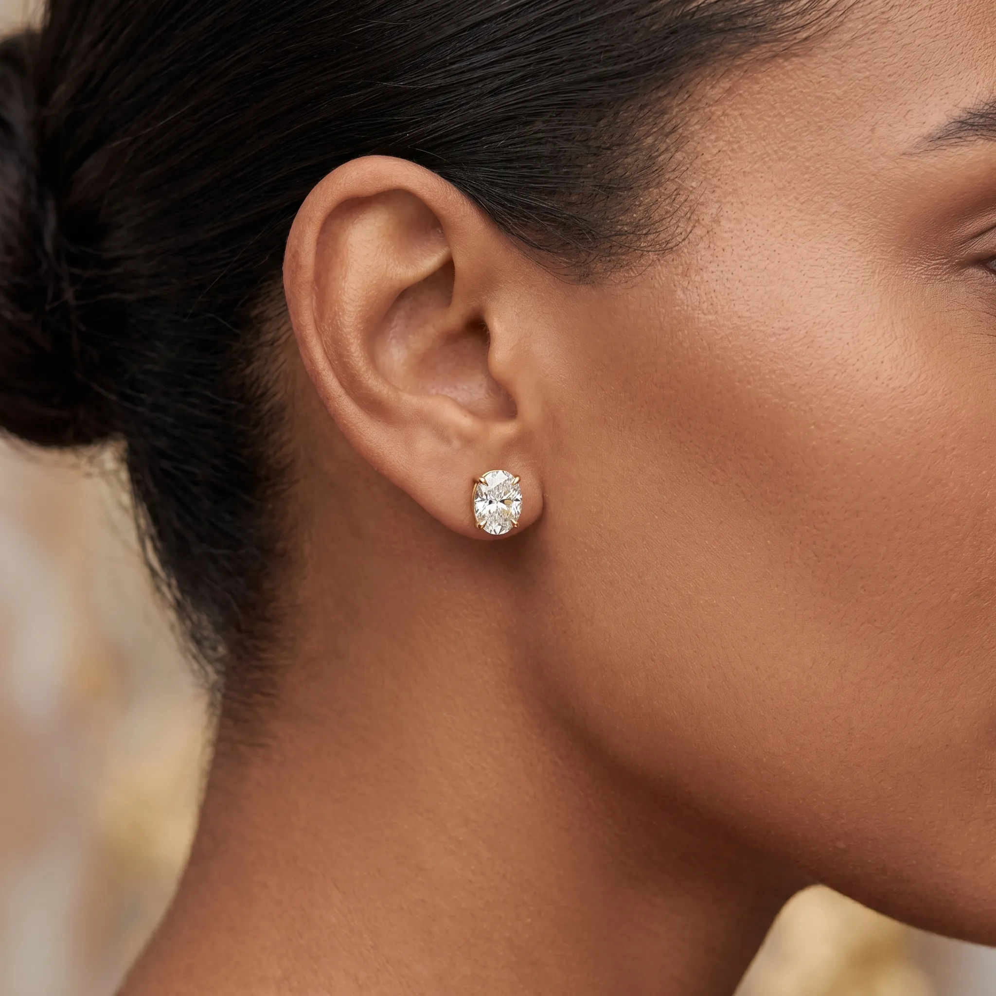Elara - oval diamond stud earrings