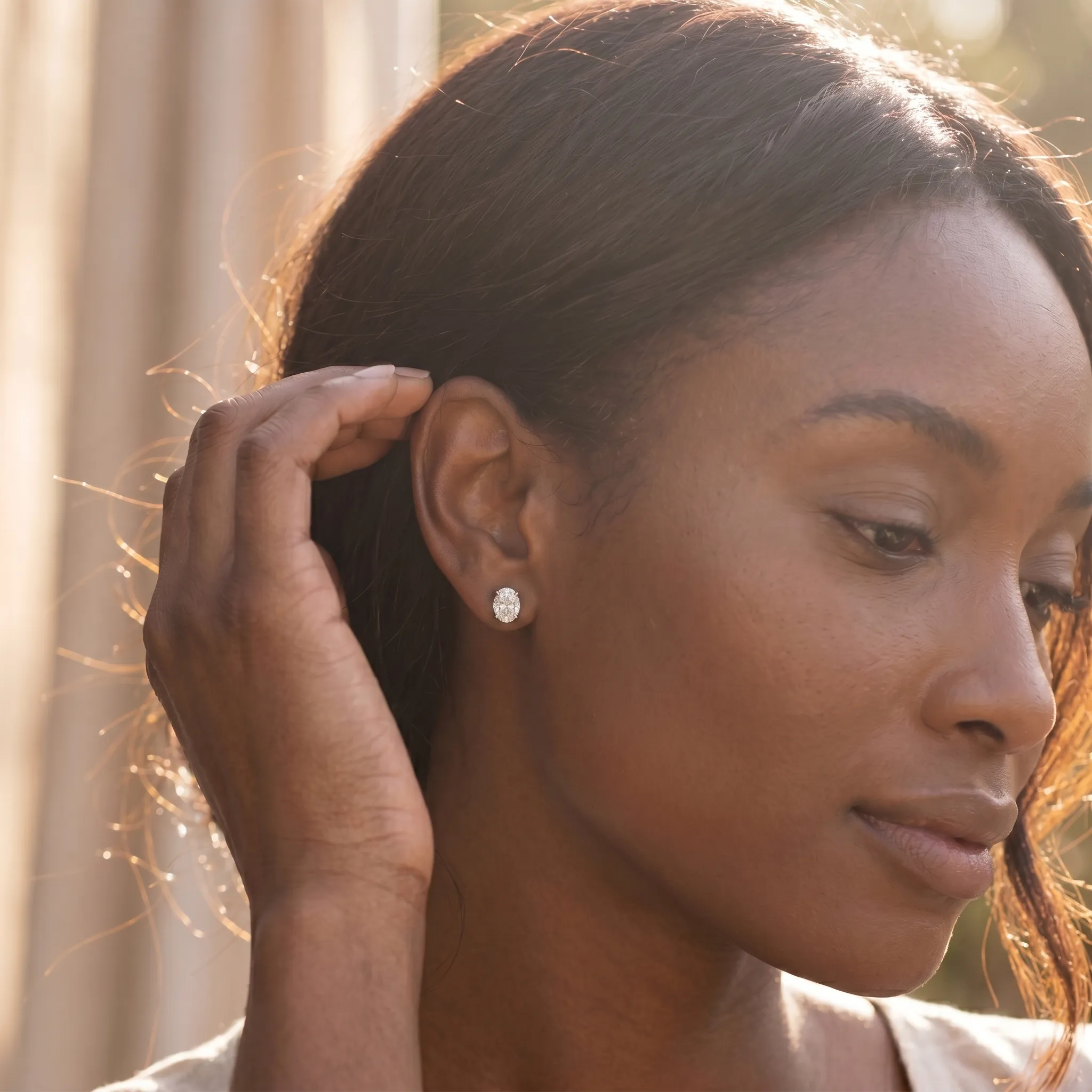 Elara - oval diamond stud earrings