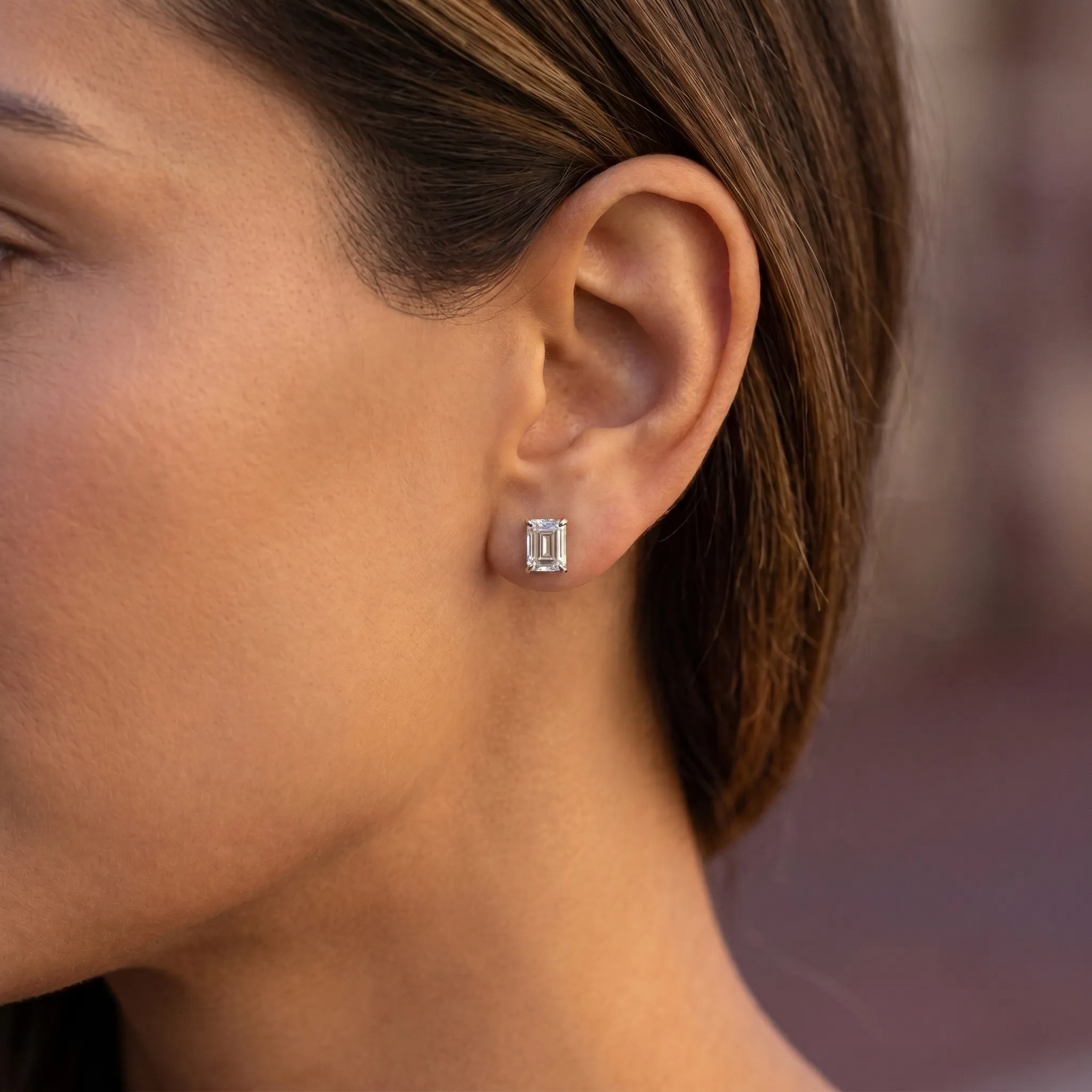 Esme - emerald diamond stud earrings