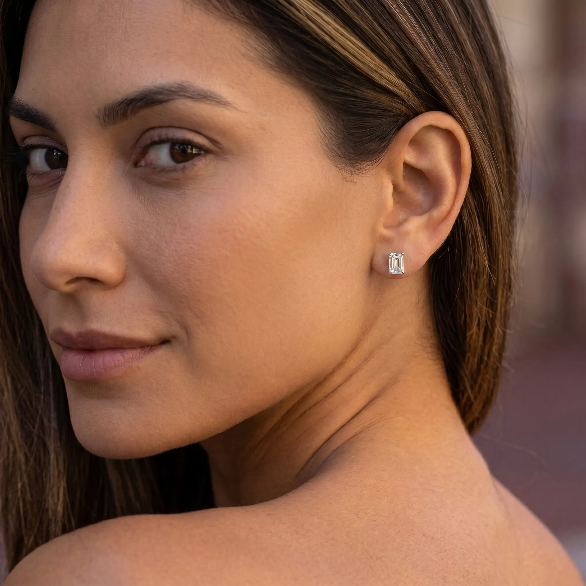 Esme - emerald diamond stud earrings