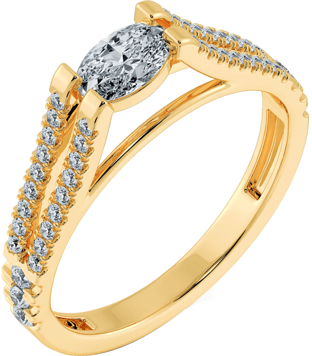 Yellow gold halo engagement ring — 18K by SAMA