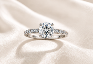 Engagement ring setting — solitaire pavé design in white gold